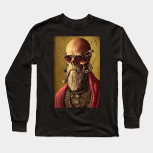 Surreal renaissance skull god with sunglasses Long Sleeve T-Shirt